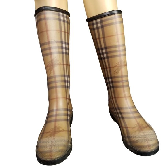 Burberry Haymarket Check Pattern Rubber Rain Boots size 9.5 womens - Picture 5 of 12
